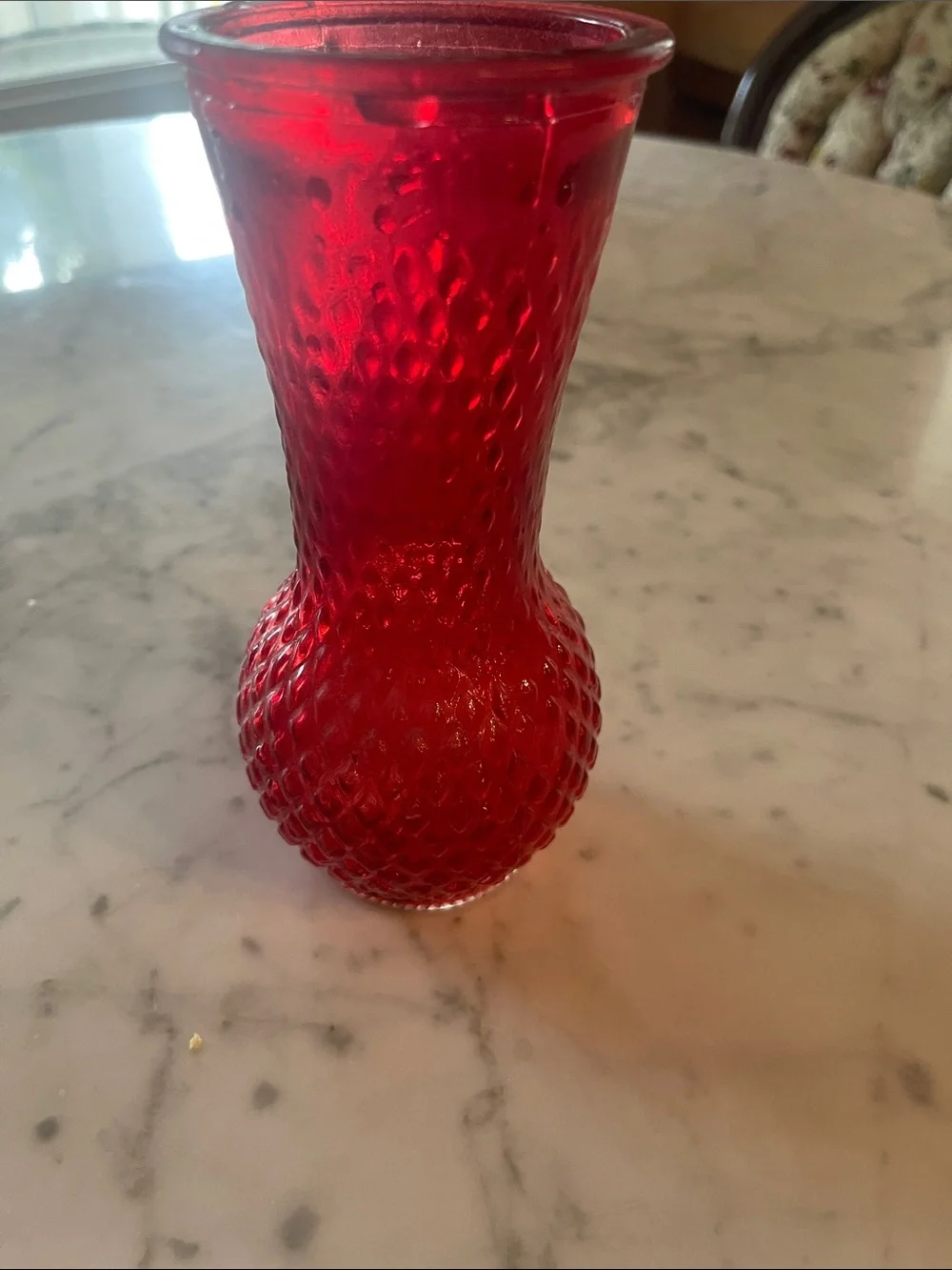Red Textured Glass Vase - Decorative Home Accent